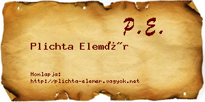 Plichta Elemér névjegykártya