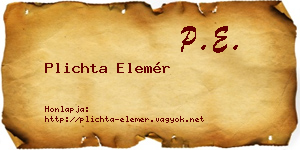 Plichta Elemér névjegykártya